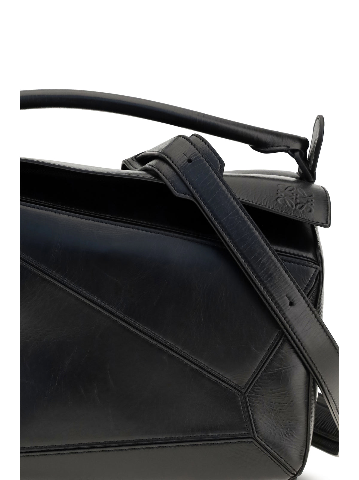 Loewe Large paper-effect calfskin Puzzle Handbag - Black