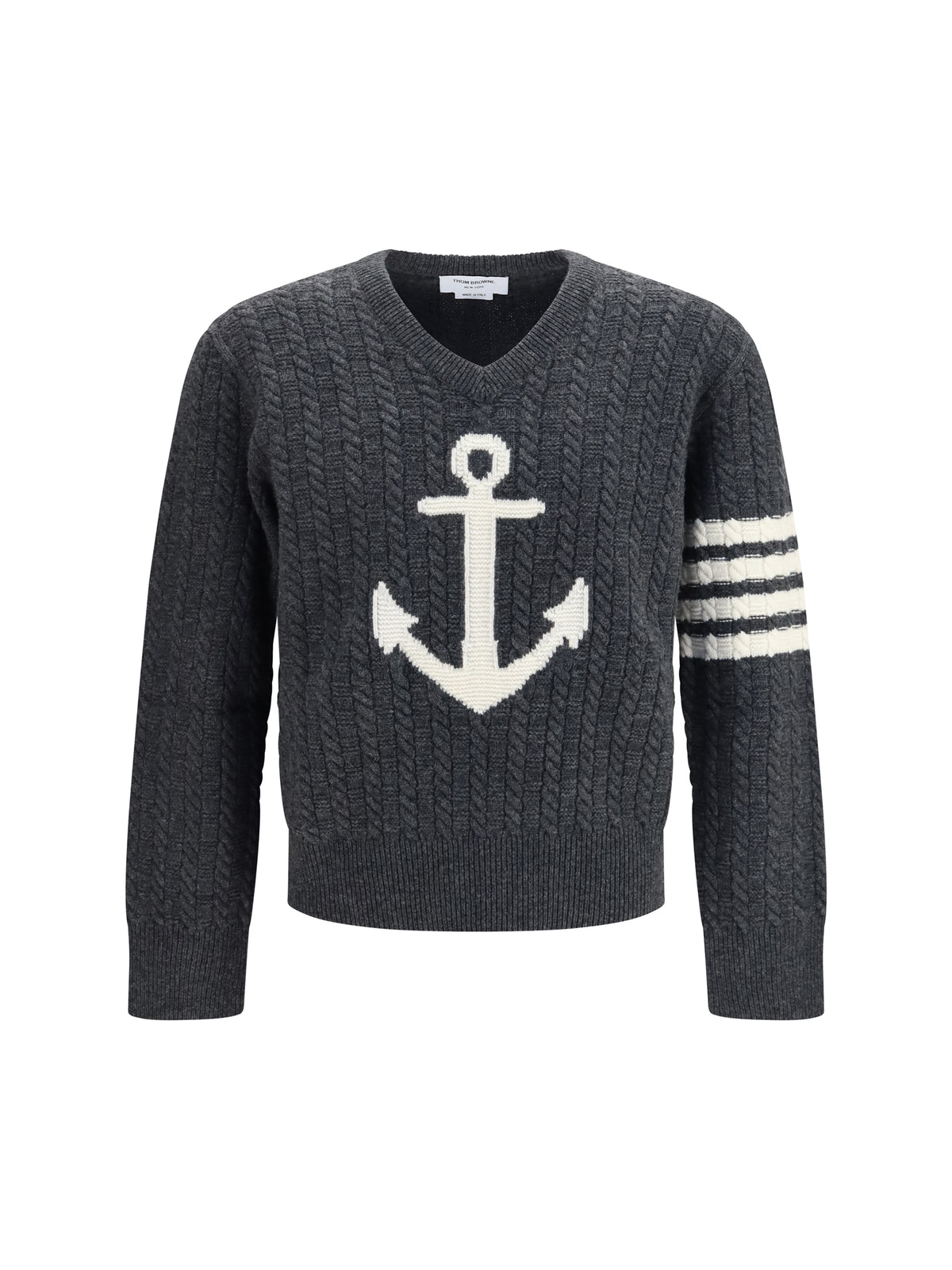 Thom Browne 4-Bar merino wool Sweater with Anchor motif - Dark Grey