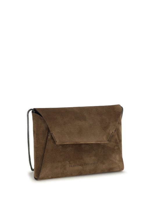 Brunello Cucinelli BC Duo suede Clutch Bag - Caramello