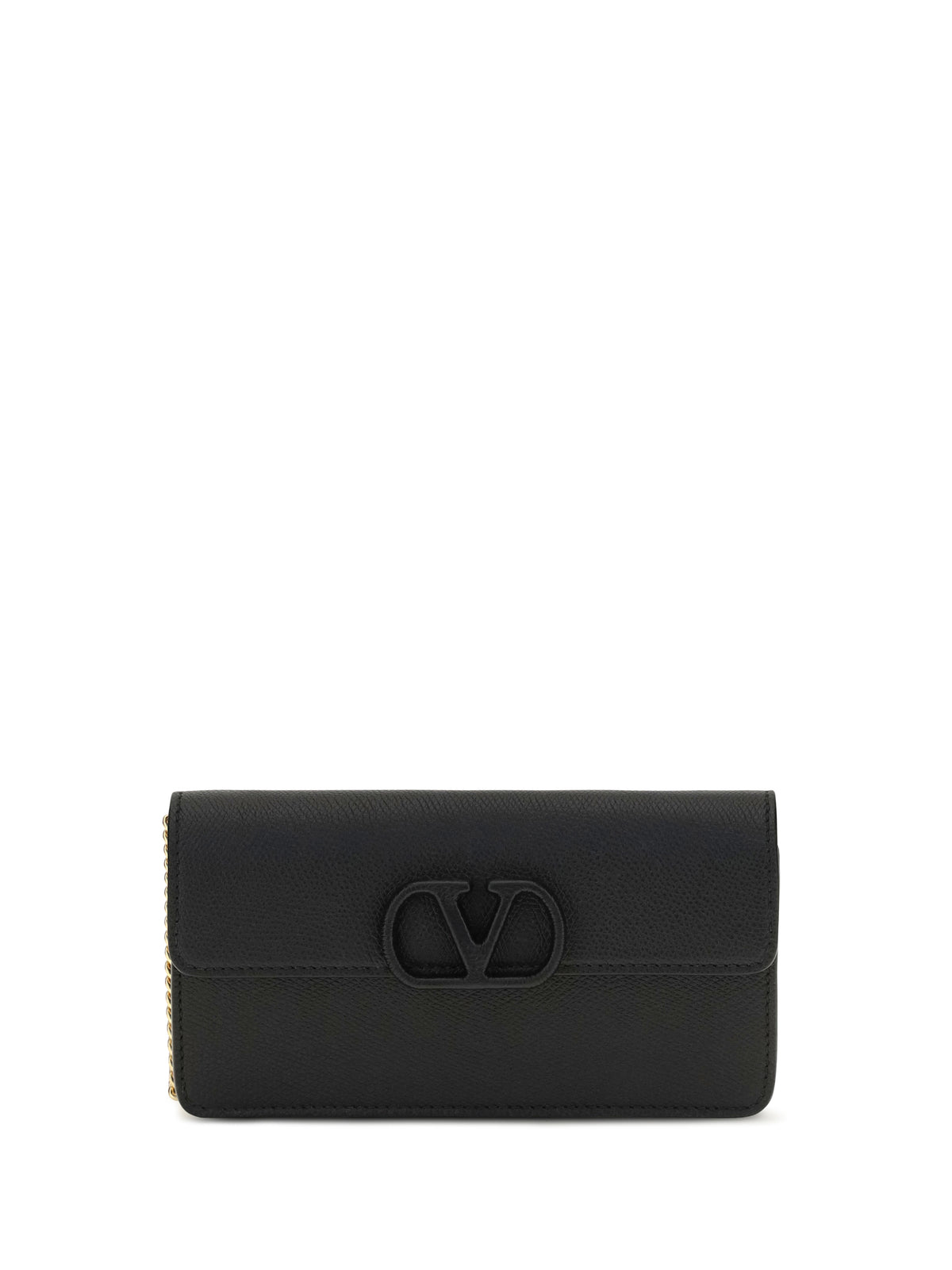 Valentino Garavani VLogo signature grainy calfskin chain Wallet - Black