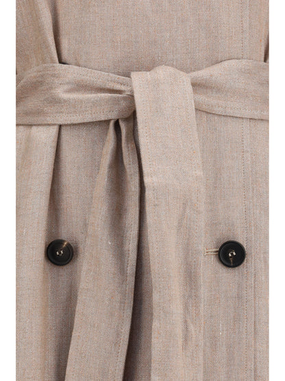 BRUNELLO CUCINELLI Linen Trench coat with lurex