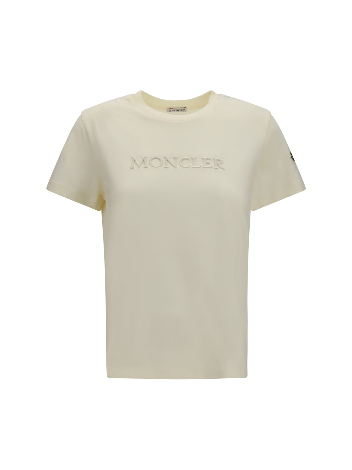 Moncler Cotton T-shirt with a tone on tone embroidered logo - White