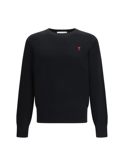Ami Paris Pull Col Rond Ami De Coeur - Noir/Rouge