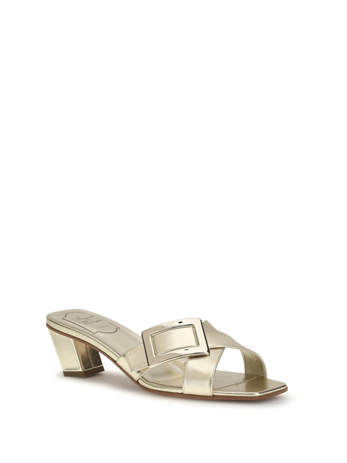 Roger Vivier Laminated leather Mules Sandals - Gold Light