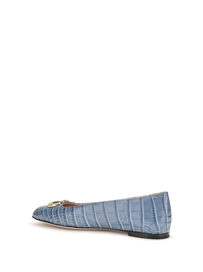 Valentino Garavani VLogo Signature croc-effect Ballerinas - Blue Nebula