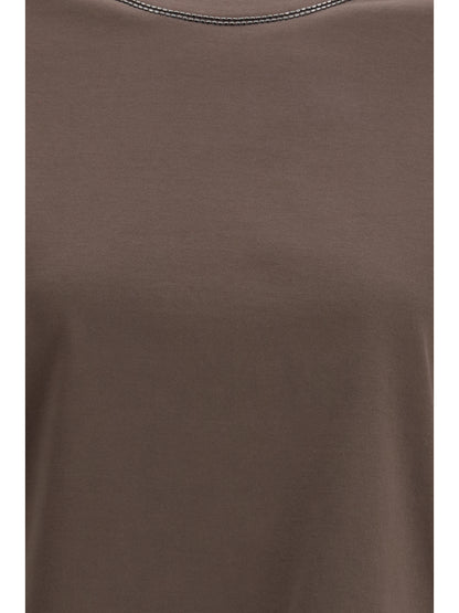 BRUNELLO CUCINELLI Cotton T-Shirt with jewel embellishment