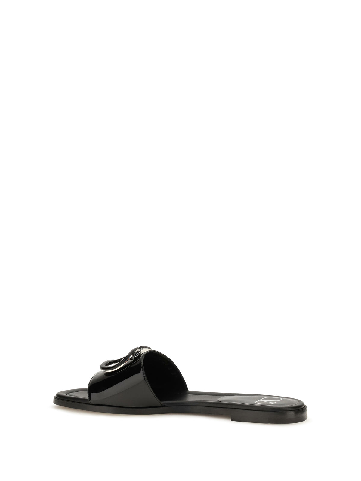 Valentino Garavani VLogo patent leather Slide Sandals - Black