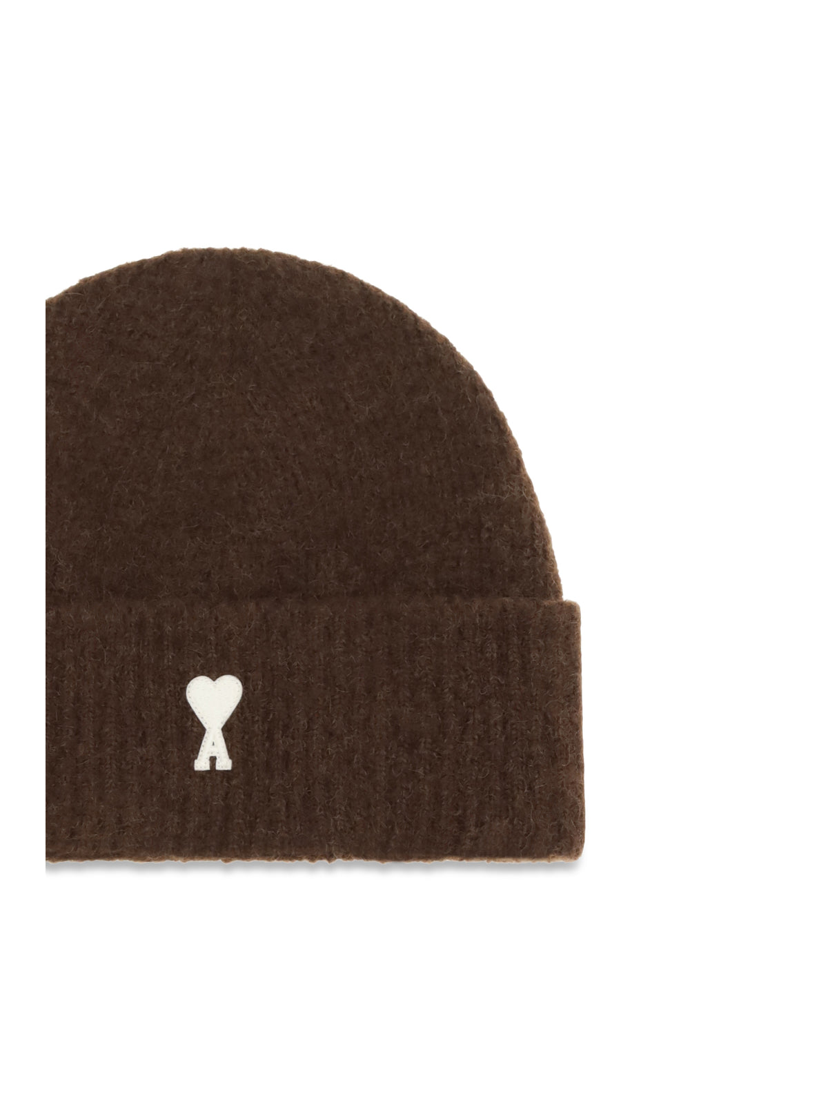 Ami Paris Ami de Coeur wool Beanie - Marron Chocolat/Ecru
