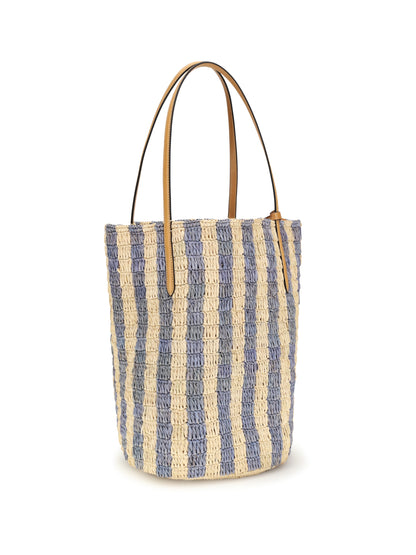 VALENTINO GARAVANI Striped raffia Bucket Bag