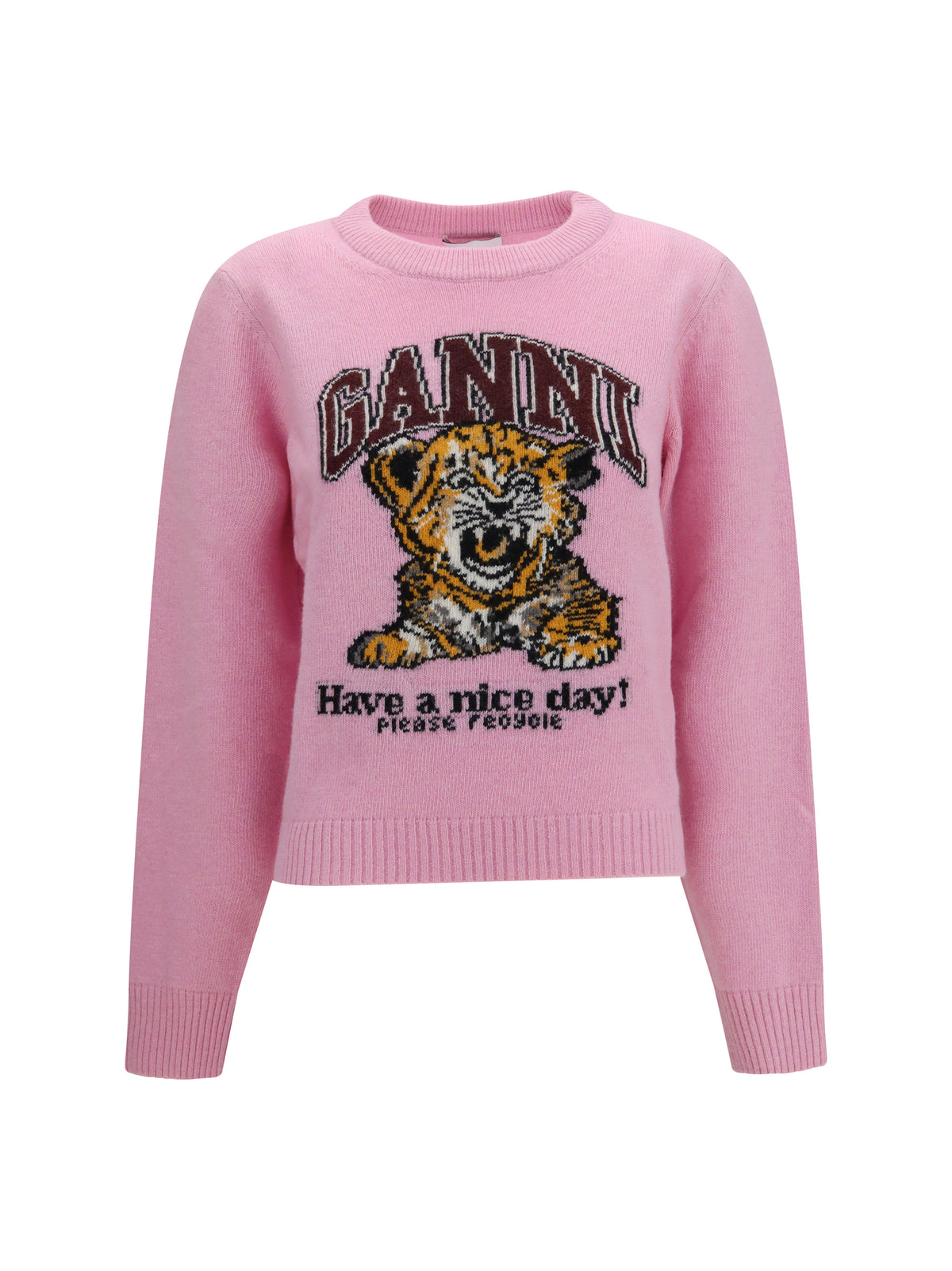 Ganni Wool graphic Sweater - Chalk Pink