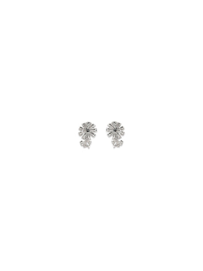 Self-Portrait Crystal Flower Earrings - Silver