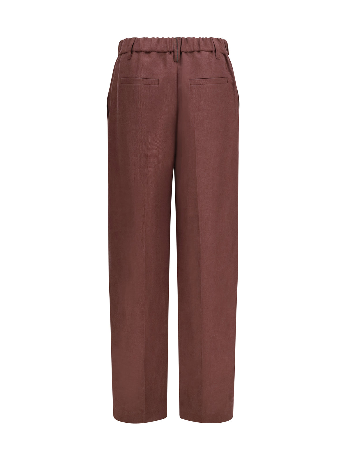 Brunello Cucinelli Wide-Leg Pants in linen with elastic waistband and belt loops - Rhubarb