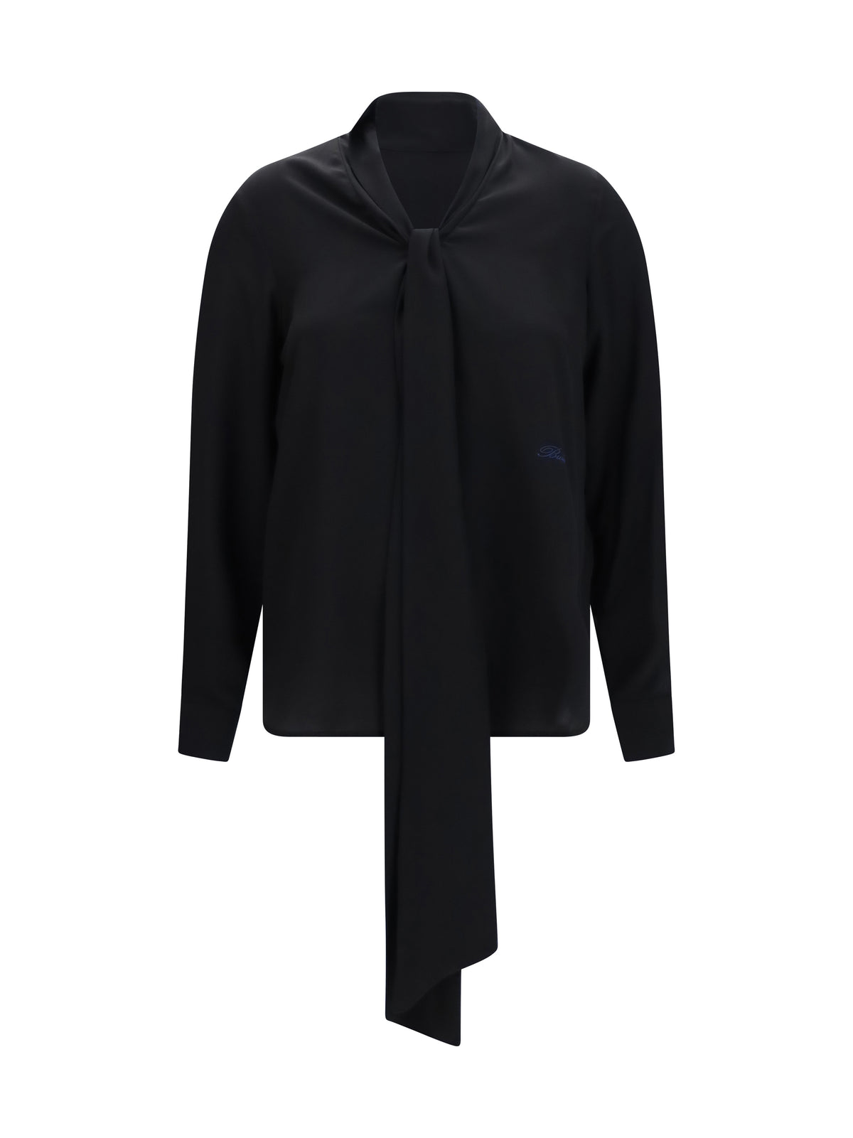 Burberry Silk Blouse with embroidered logo and scarf detail - Black