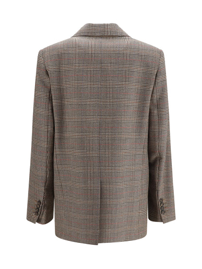 Max Mara Studio Checked pattern wool Blazer - Black/Natural