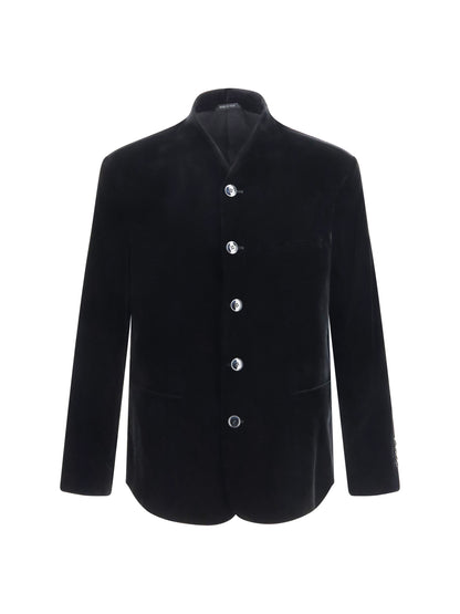 Giorgio Armani Blazer One Shot in stretch viscose and cupro velvet - Black