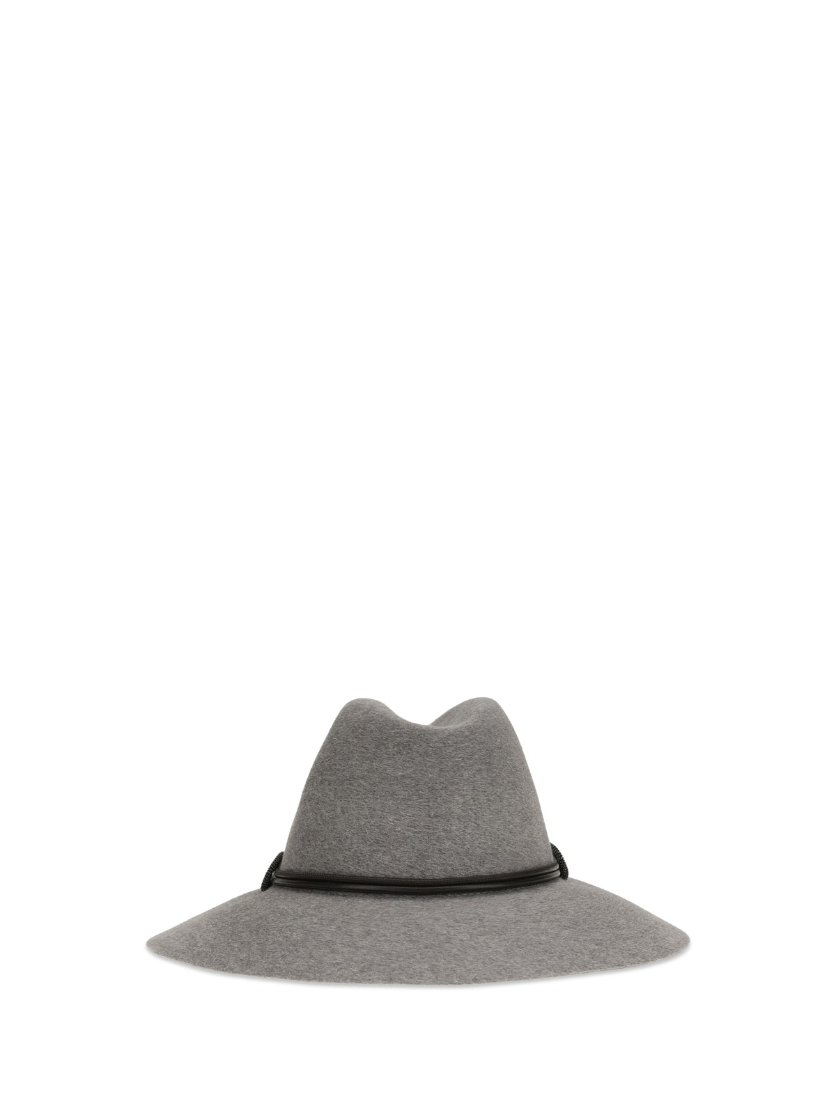 Brunello Cucinelli Felt Fedora Hat with leather band - Light Grey