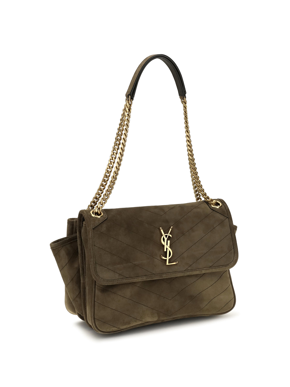 Saint Laurent Niki Tripouch suede Shoulder Bag - Light Musk