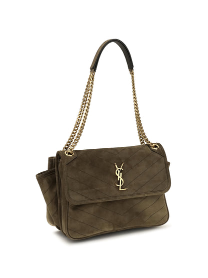 Saint Laurent Niki Tripouch suede Shoulder Bag - Light Musk