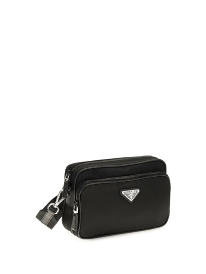 Prada Re-Nylon and Saffiano leather Shoulder Bag - Black