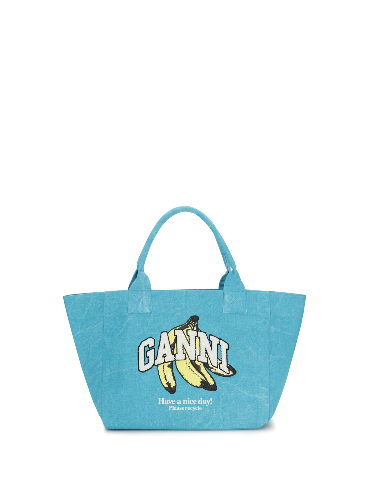 Ganni Medium Banana print Tote Bag - Blue Curacao