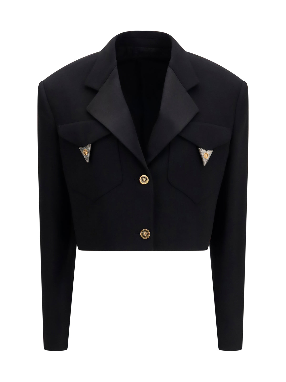 Versace Cropped wool Blazer - Black