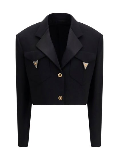 Versace Cropped wool Blazer - Black