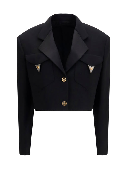 Versace Cropped wool Blazer - Black