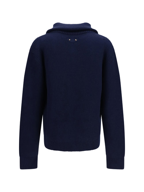 Balenciaga Ribbed knit zip Sweater - Navy