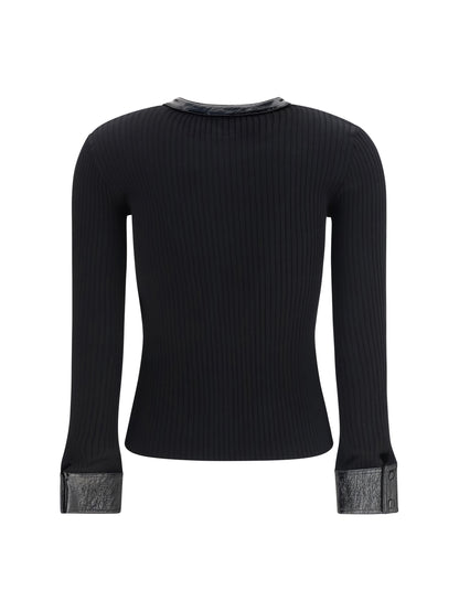 Courrèges Vinyl and knit Cardigan - Black