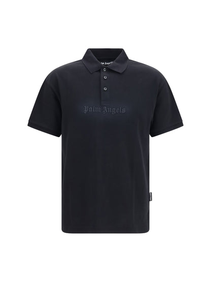 Palm Angels Cotton Polo with embroidered logo - Black-Grey