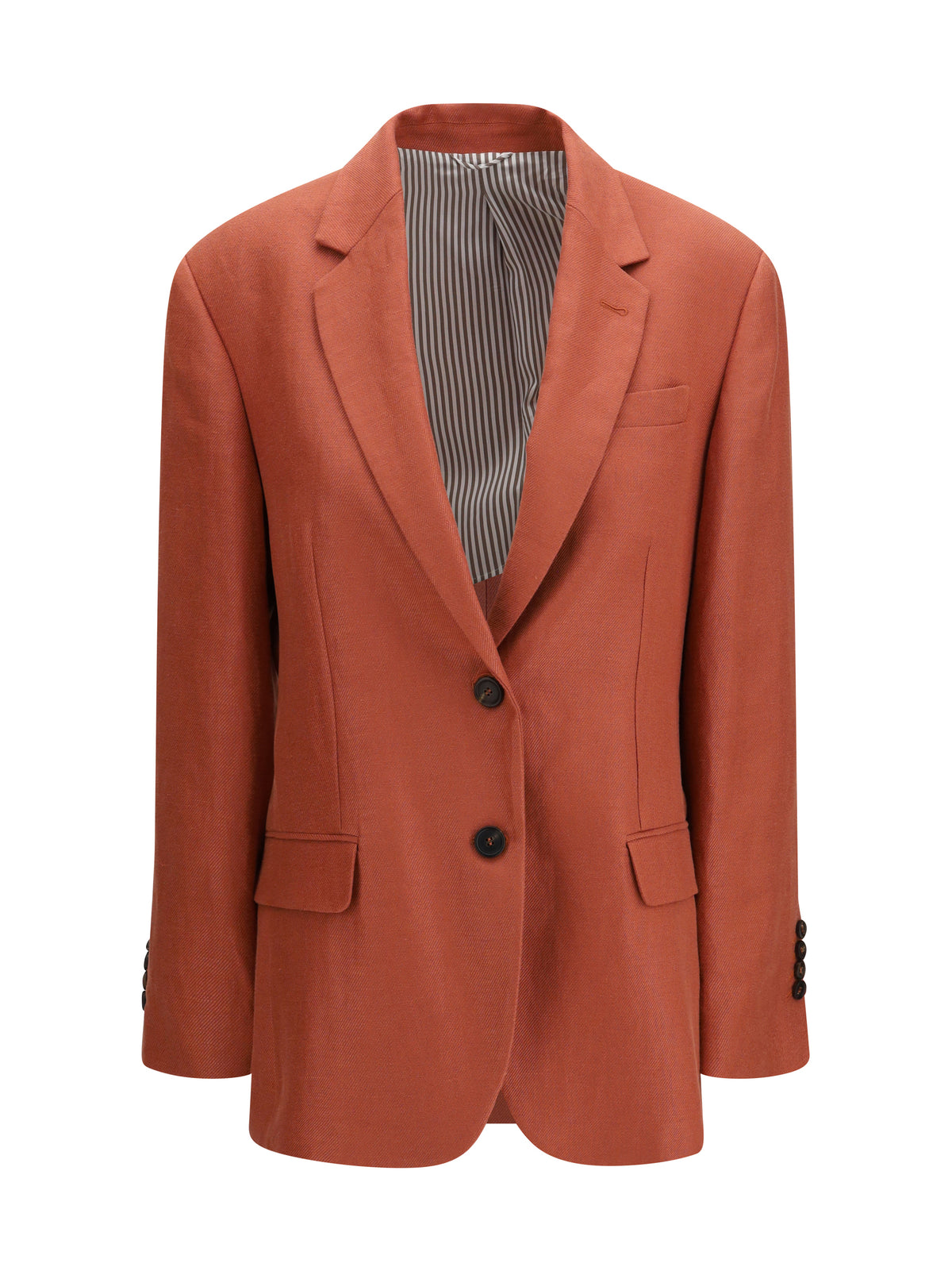 Brunello Cucinelli Single-breasted linen Blazer - Orange Flame