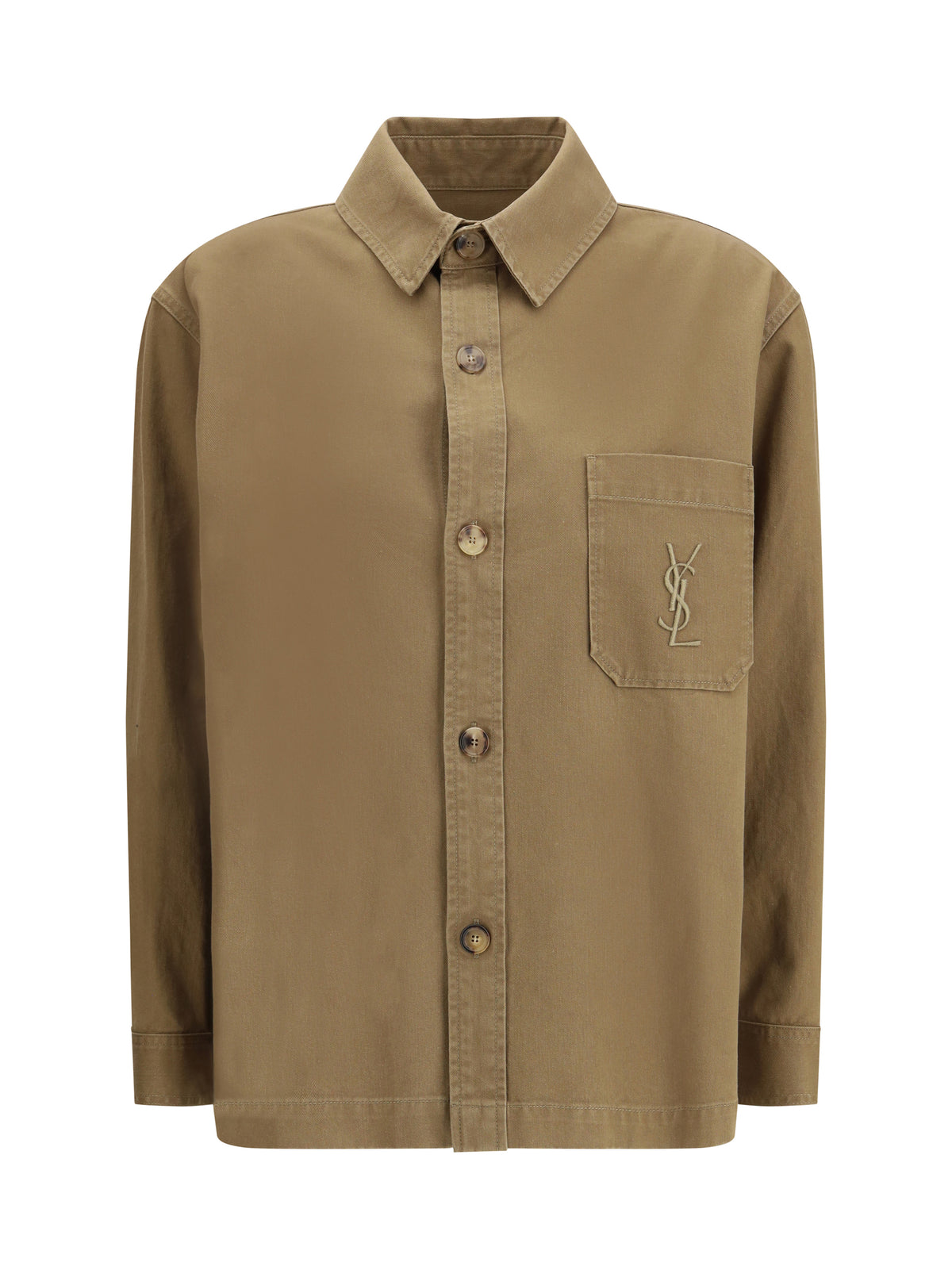 Saint Laurent Cassandre Overshirt in cotton and linen gabardine - Savane