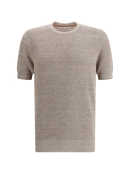 BRUNELLO CUCINELLI Cotton and linen knit T-Shirt