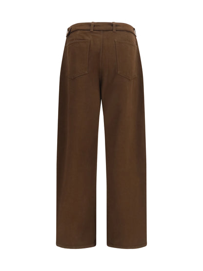 Lemaire Heavy dyed twill Belted Pants - Ristretto