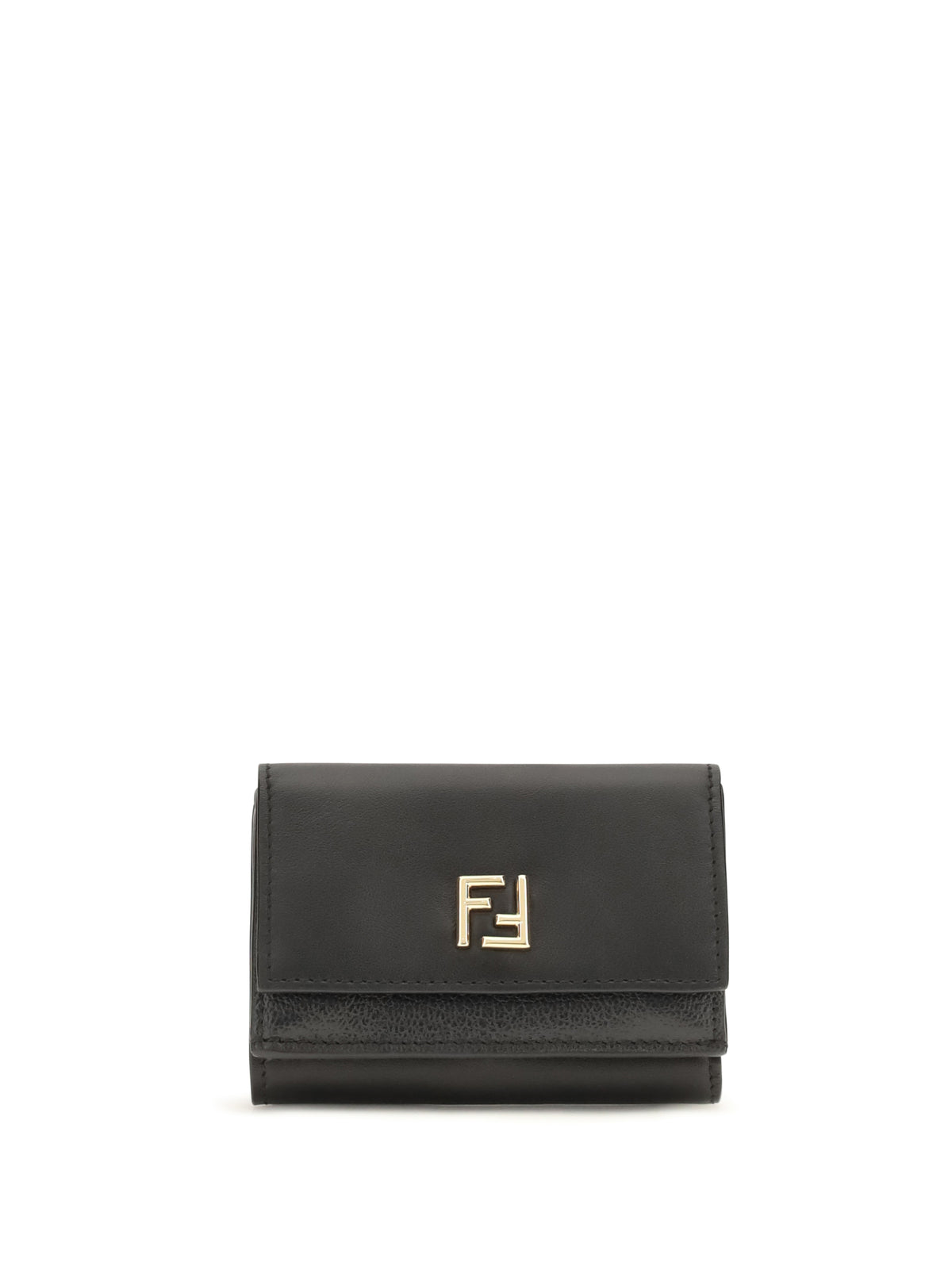Fendi FF mini trifold leather Wallet - Black
