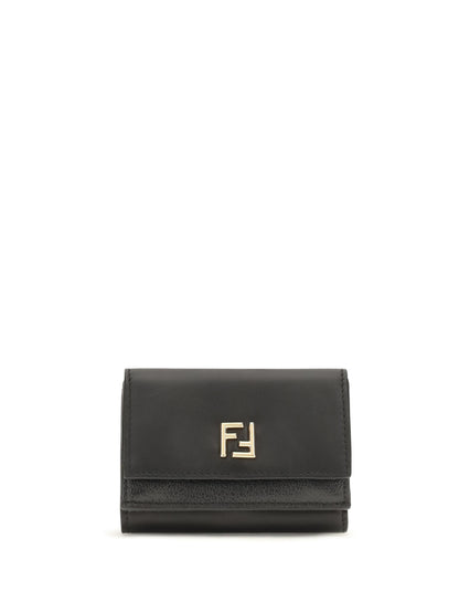 Fendi FF mini trifold leather Wallet - Black