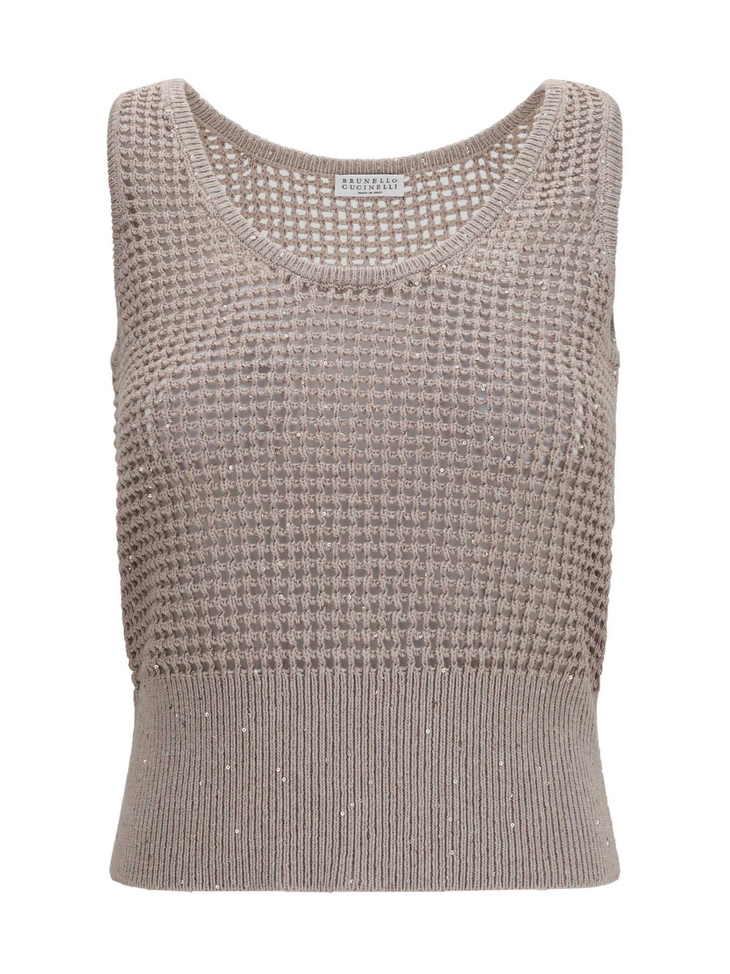 BRUNELLO CUCINELLI Perforated sequin Tank Top