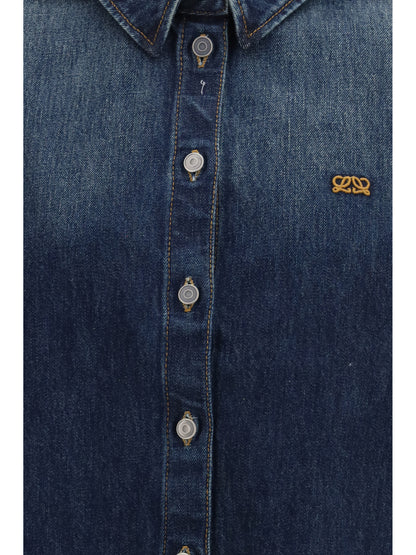 Loewe Short sleeve denim Trapeze Shirt - Dark Blue