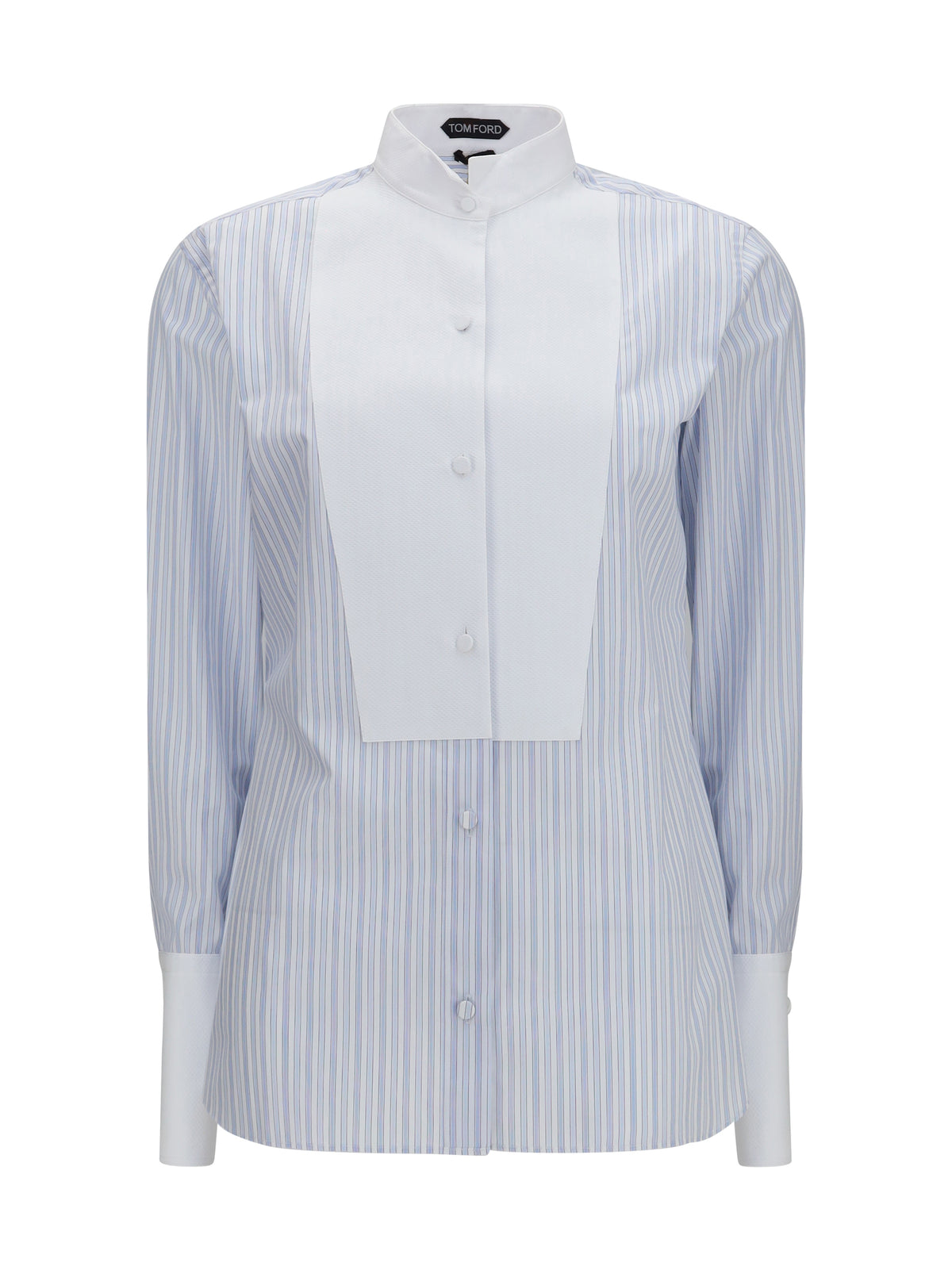 Tom Ford Striped Shirt with front detail - Sky Blue + Off White