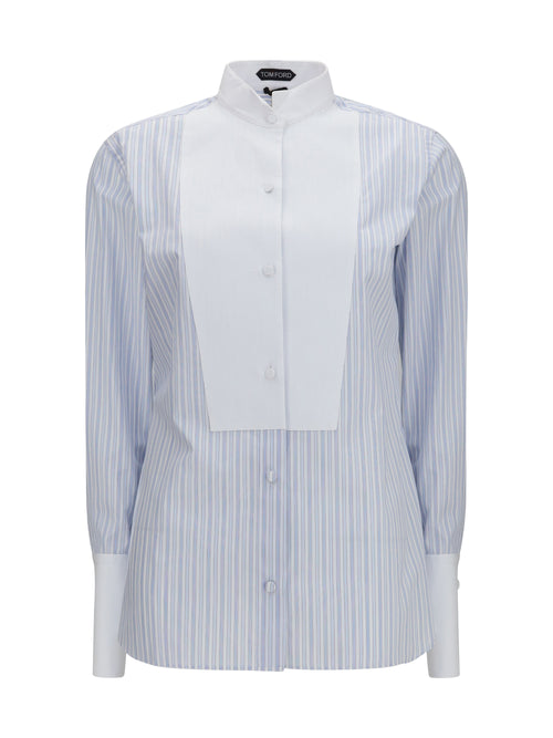 Tom Ford Striped Shirt with front detail - Sky Blue + Off White