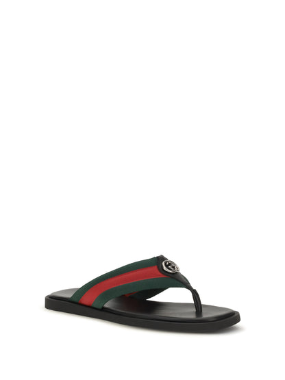 Gucci Maverik GG Interlocking Flip-Flop Sandals - Vrv/Black/Black