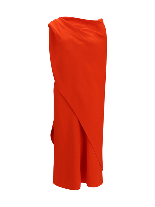Balenciaga Draped silk midi Dress - Sunset Red