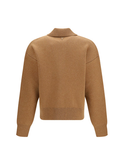 Ami Paris Wool shirt collar Cardigan - Camel