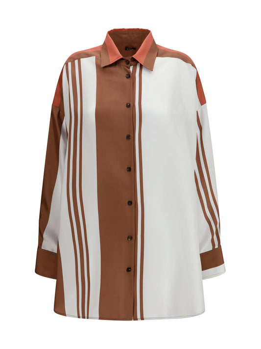 Kiton Long striped silk Shirt - Pink Cipria