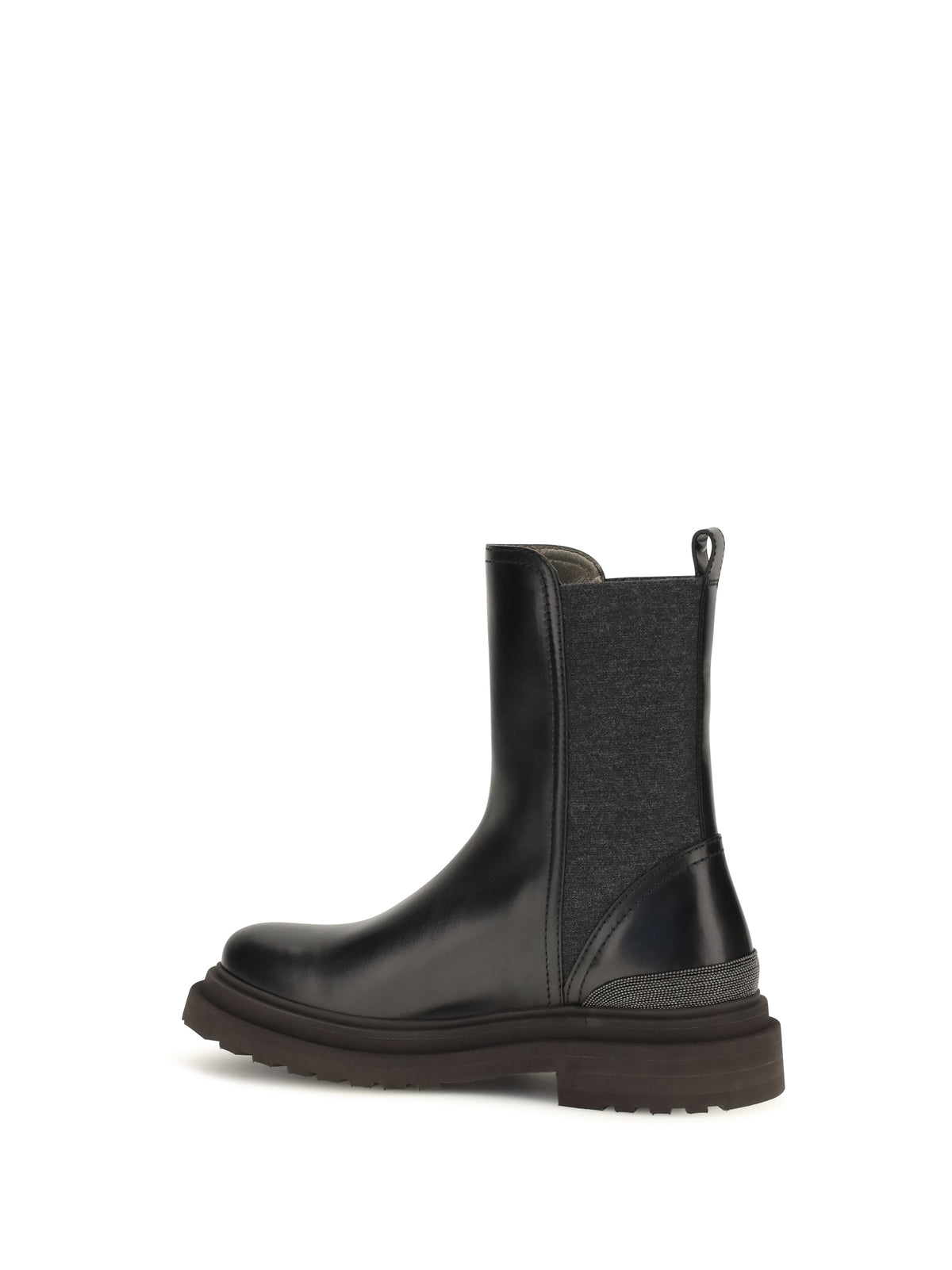 Brunello Cucinelli Leather Chelsea Ankle Boots - Black
