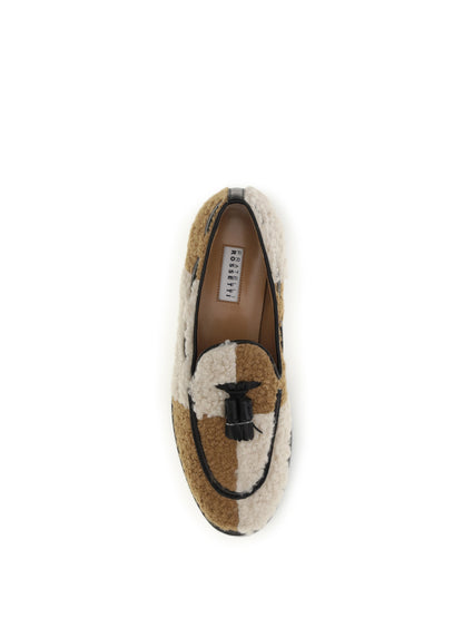 Fratelli Rossetti Two-tone bouclé-effect Loafers - Ivory /Noce