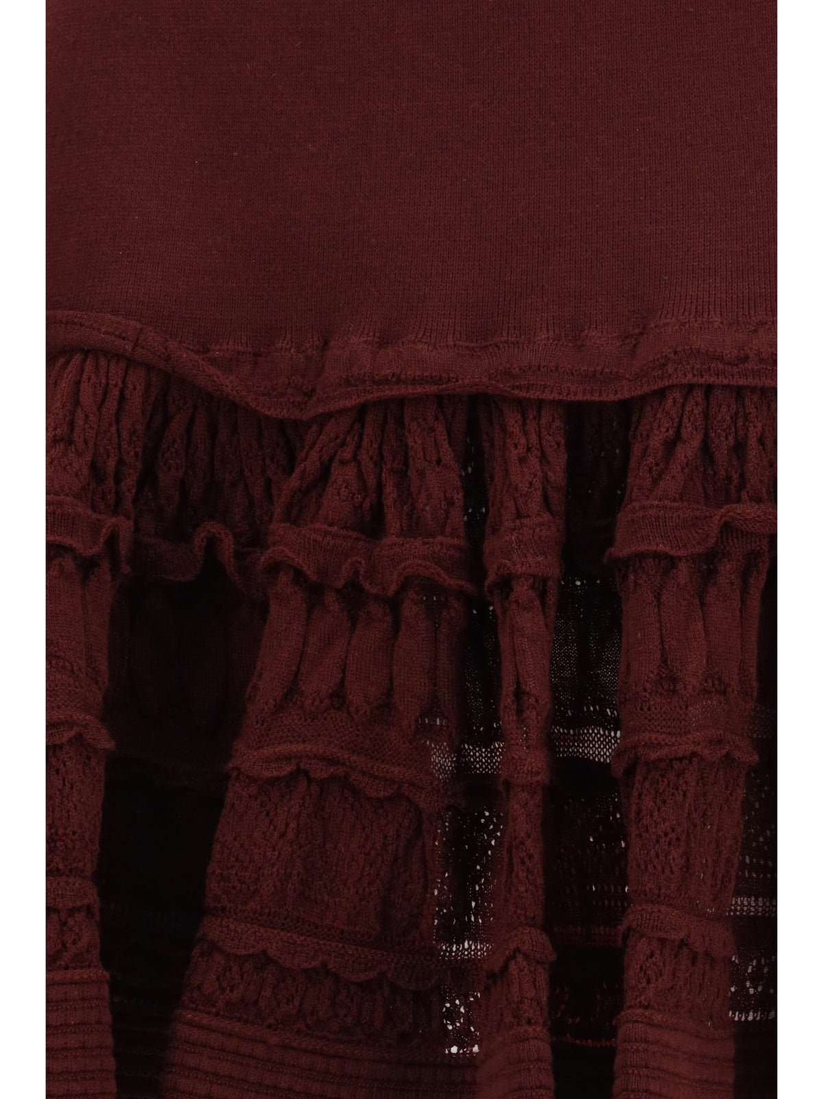 AlaïA Wool crinoline ruffle mini Skirt - Burgungy