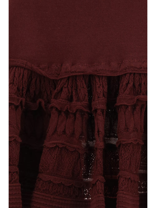 AlaïA Wool crinoline ruffle mini Skirt - Burgungy