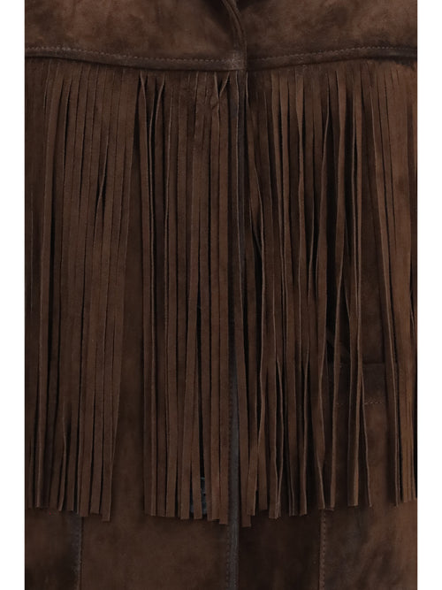 Golden Goose Journey leather Jacket with fringes - Coffee Bean
