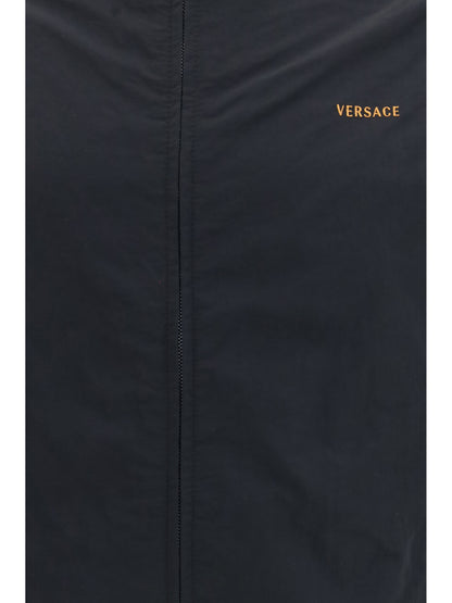 Versace Nylon Blouson Jacket with embroidered logo - Black
